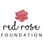 An illustration of a red rose with Red Rose Foundation in black